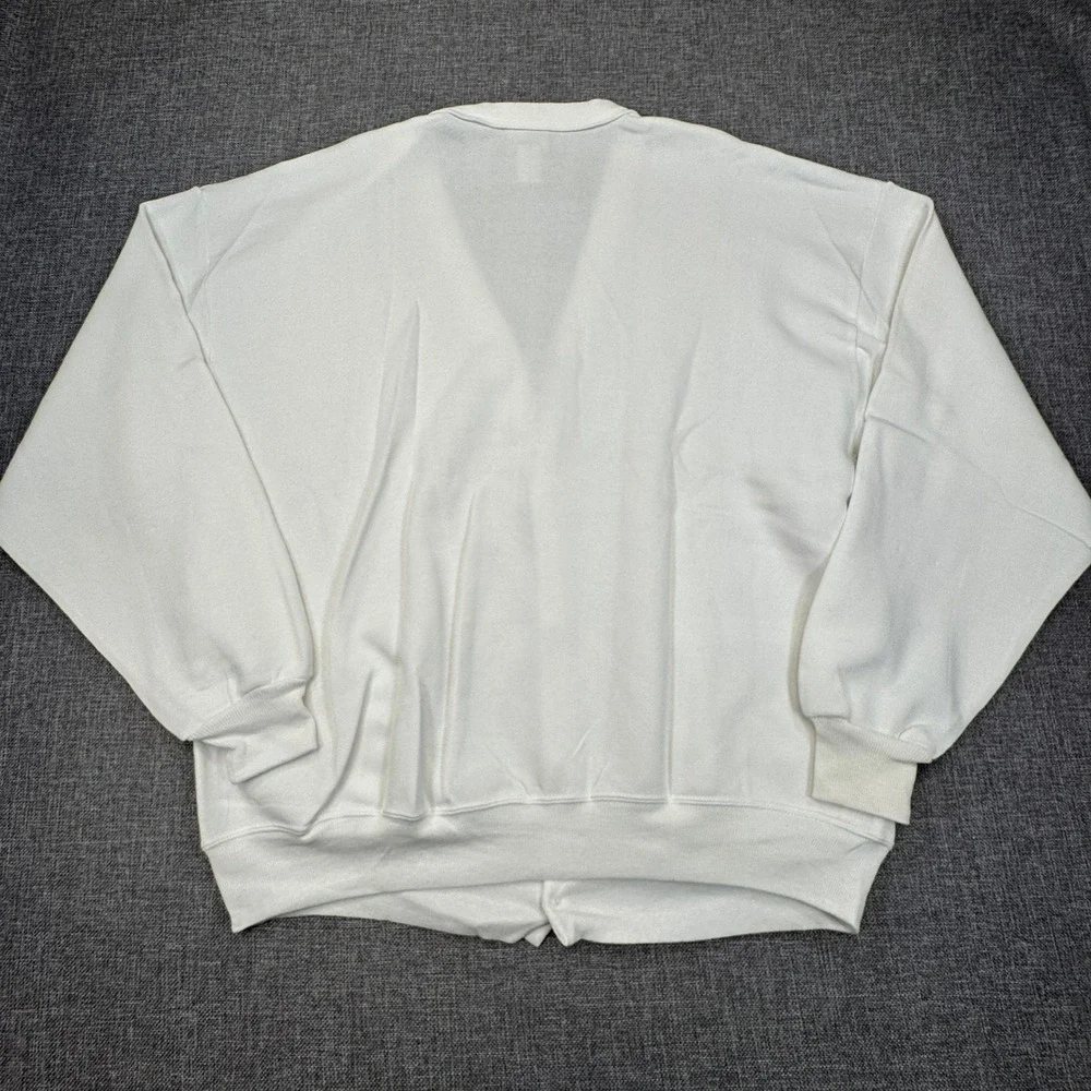 Vintage Fern Wagner‎ Golf Cardigan Mens XL White Embroidered Studded Made in USA